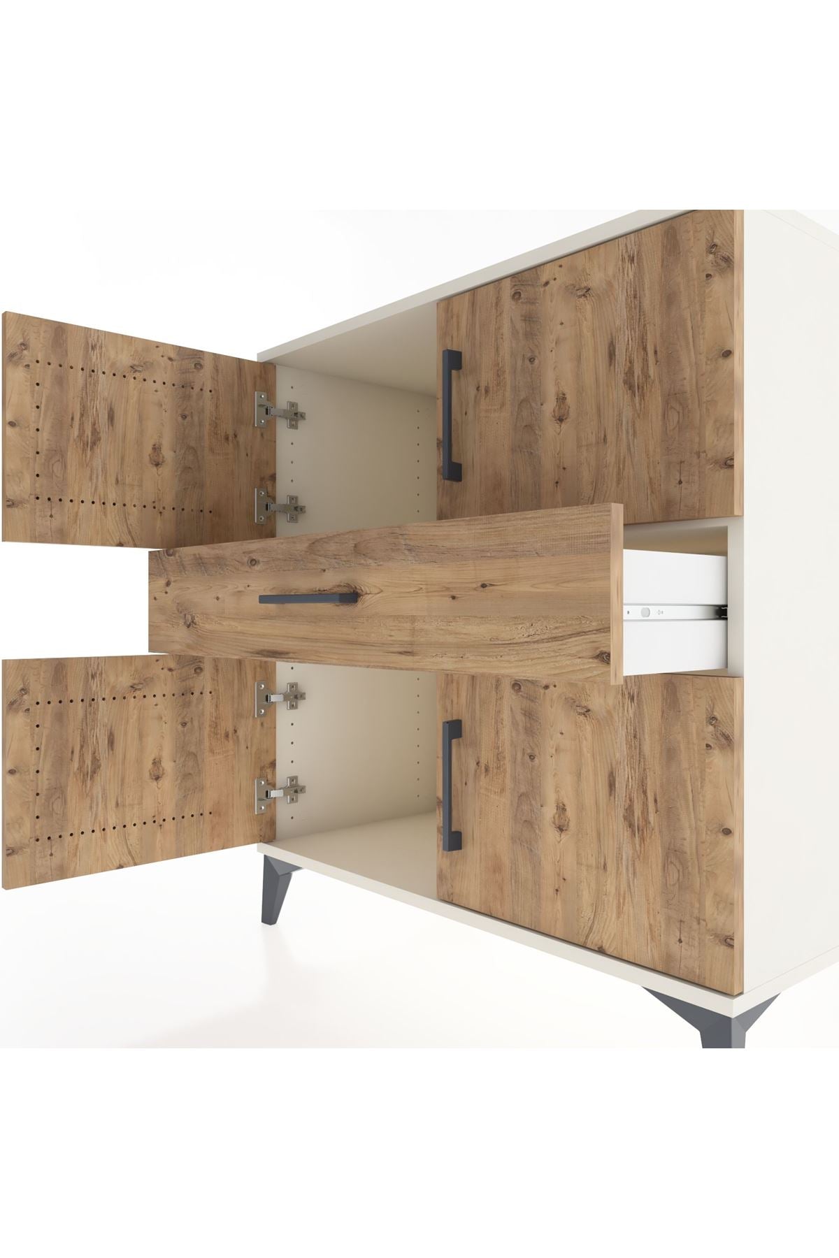 Hyperion Şifonyer Tek Raflı Tek Çekmeceli 4 Kapaklı 88x44x96 Aytaşı-Çam