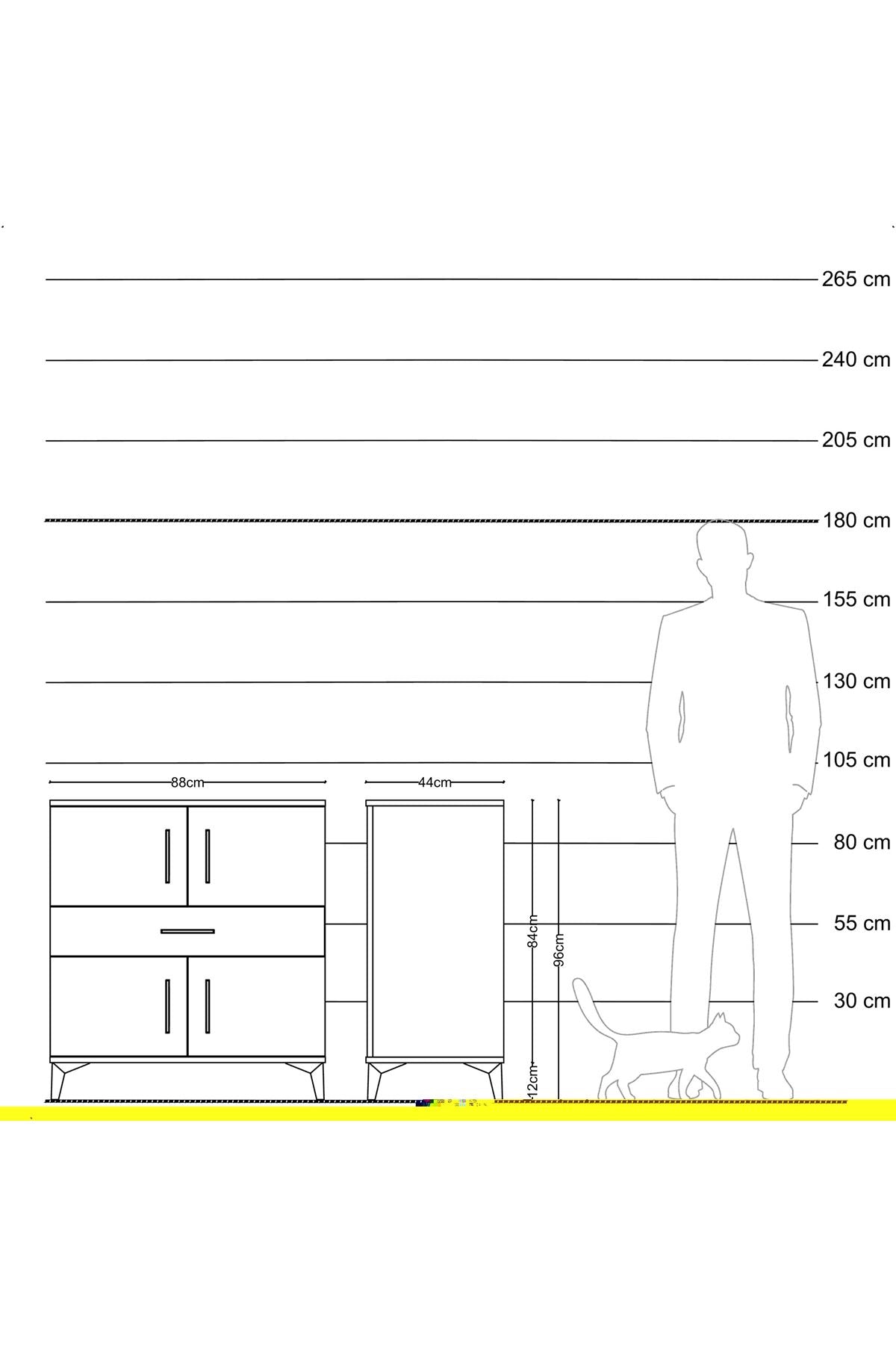 Hyperion Şifonyer Tek Raflı Tek Çekmeceli 4 Kapaklı 88x44x96 Antrasit-Aytaşı