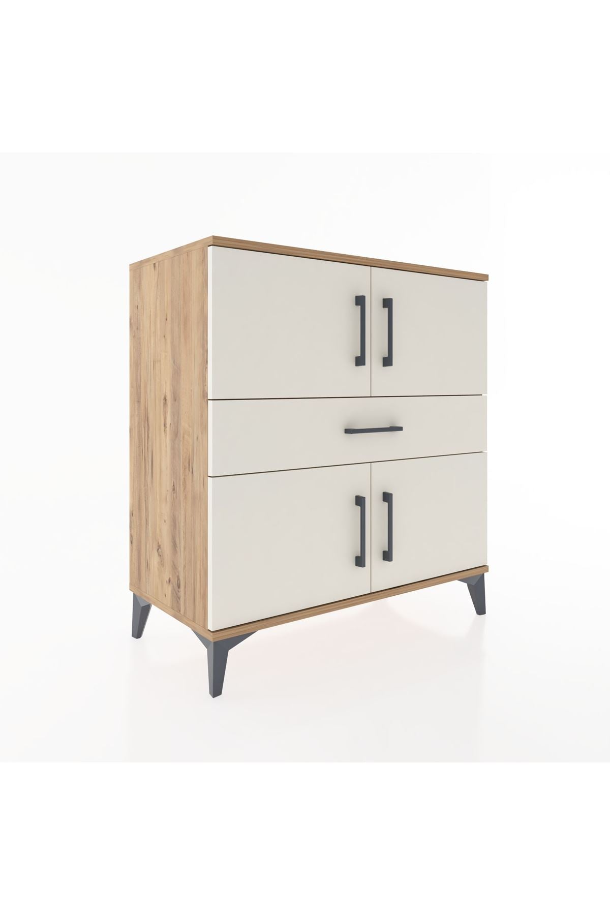 Hyperion Şifonyer Tek Raflı Tek Çekmeceli 4 Kapaklı 88x44x96 Çam-Aytaşı