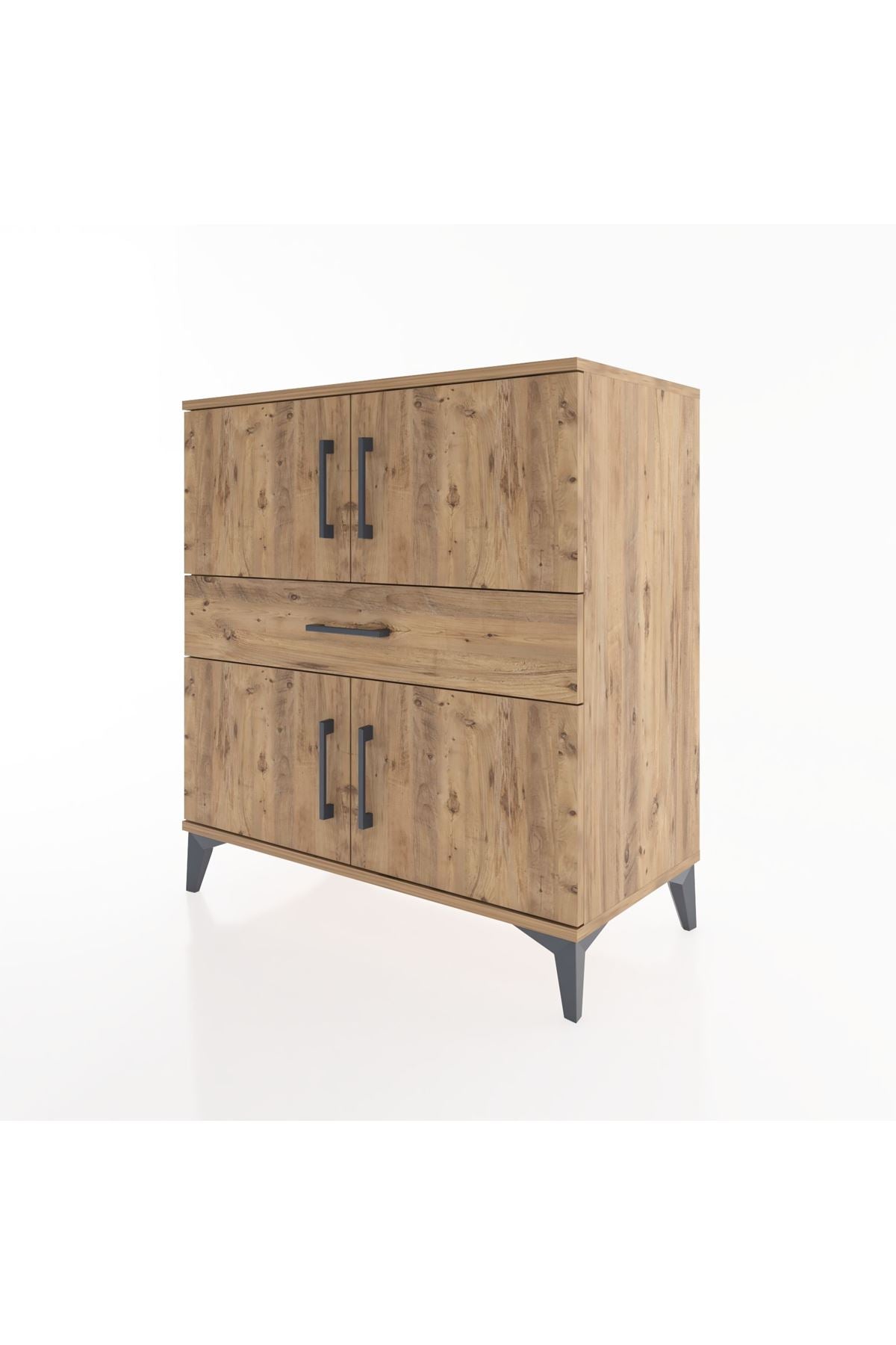 Hyperion Şifonyer Tek Raflı Tek Çekmeceli 4 Kapaklı 88x44x96 Çam-Çam