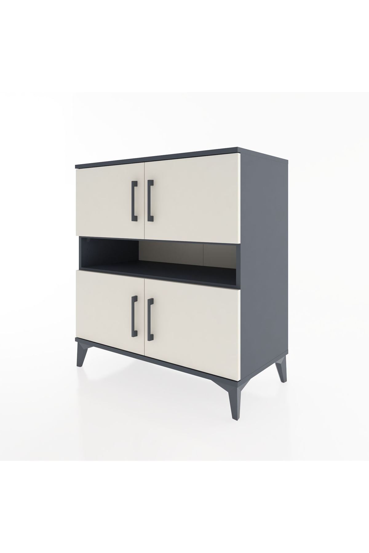 Hyperion Şifonyer 5 Raflı 4 Kapaklı 88x44x96 Antrasit-Aytaşı