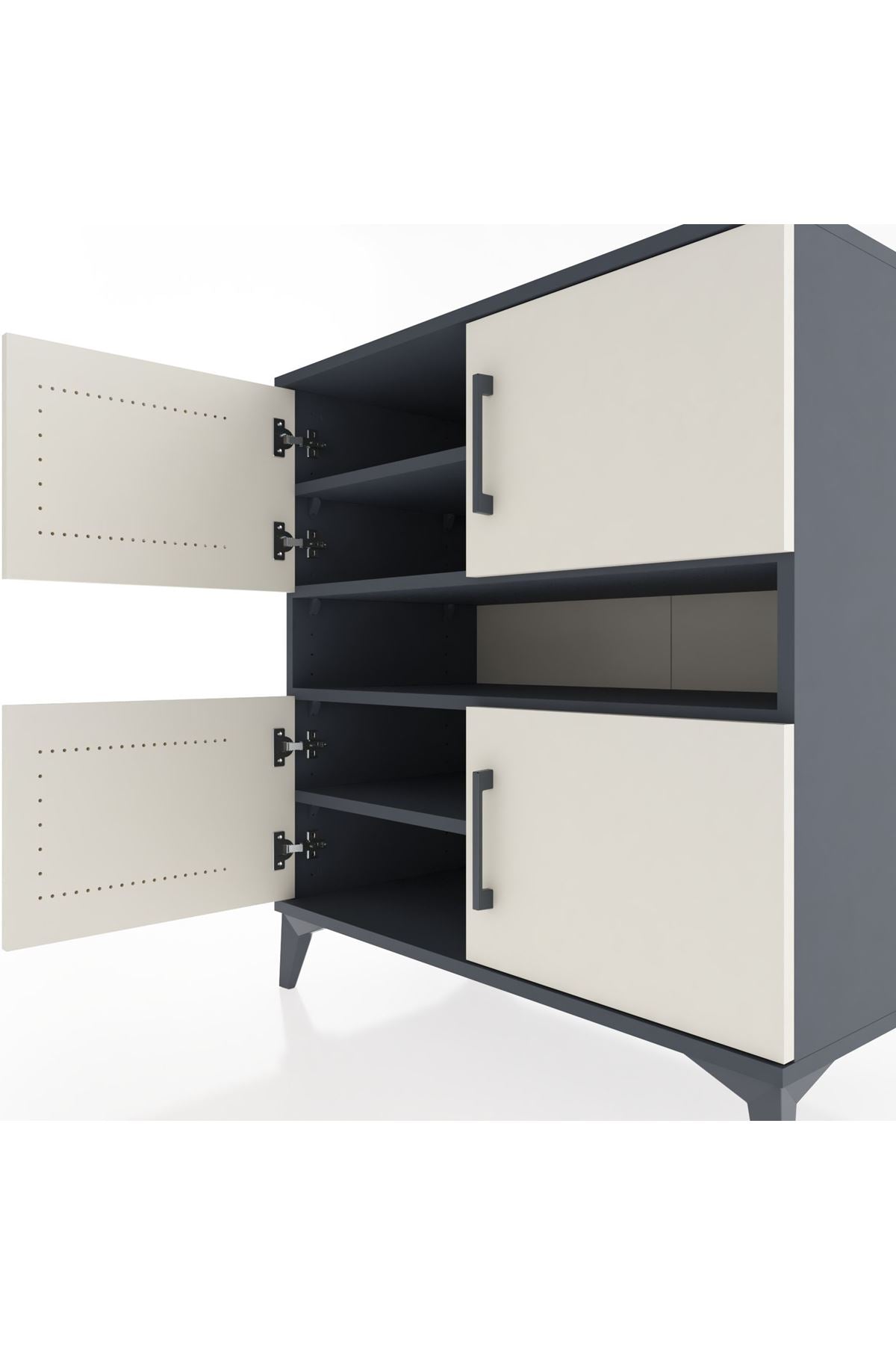 Hyperion Şifonyer 5 Raflı 4 Kapaklı 88x44x96 Antrasit-Aytaşı