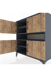 Hyperion Şifonyer 5 Raflı 4 Kapaklı 88x44x96 Antrasit-Çam