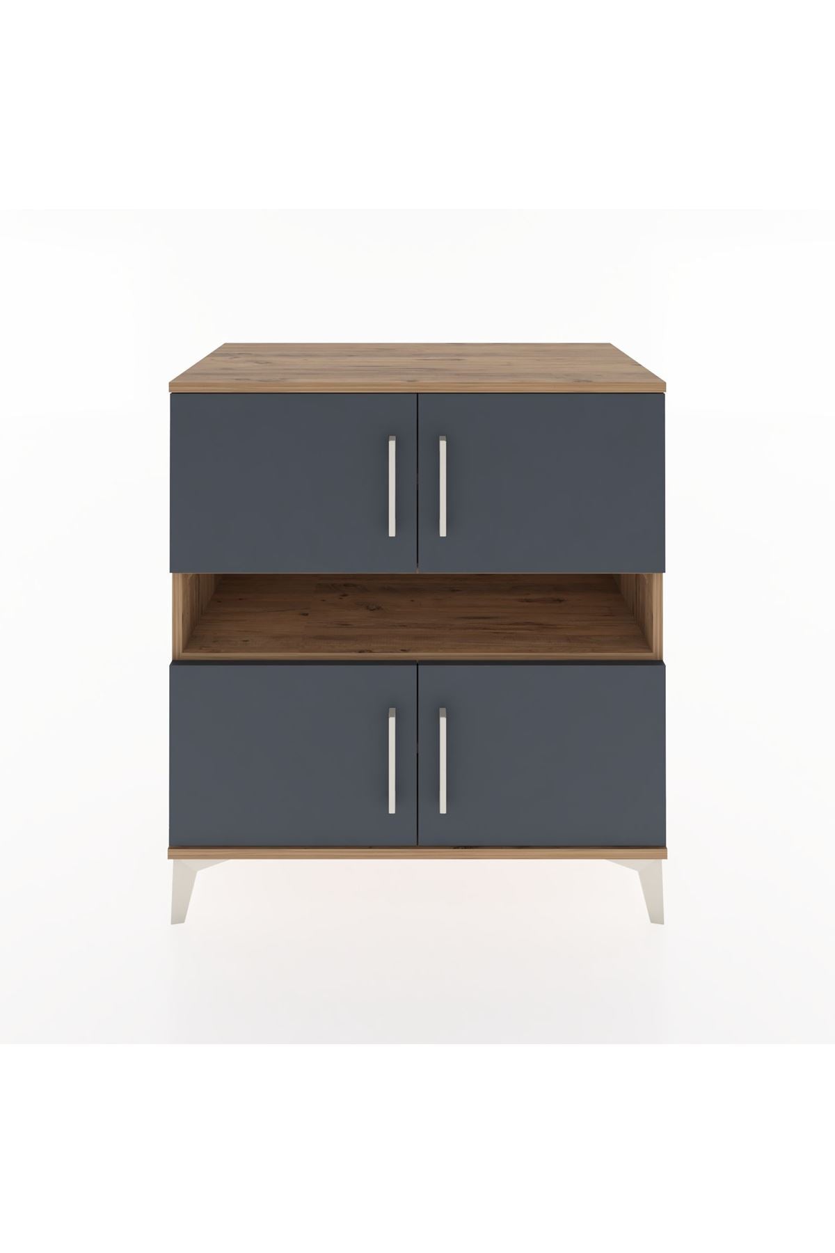 Hyperion Şifonyer 5 Raflı 4 Kapaklı 88x44x96 Çam-Antrasit