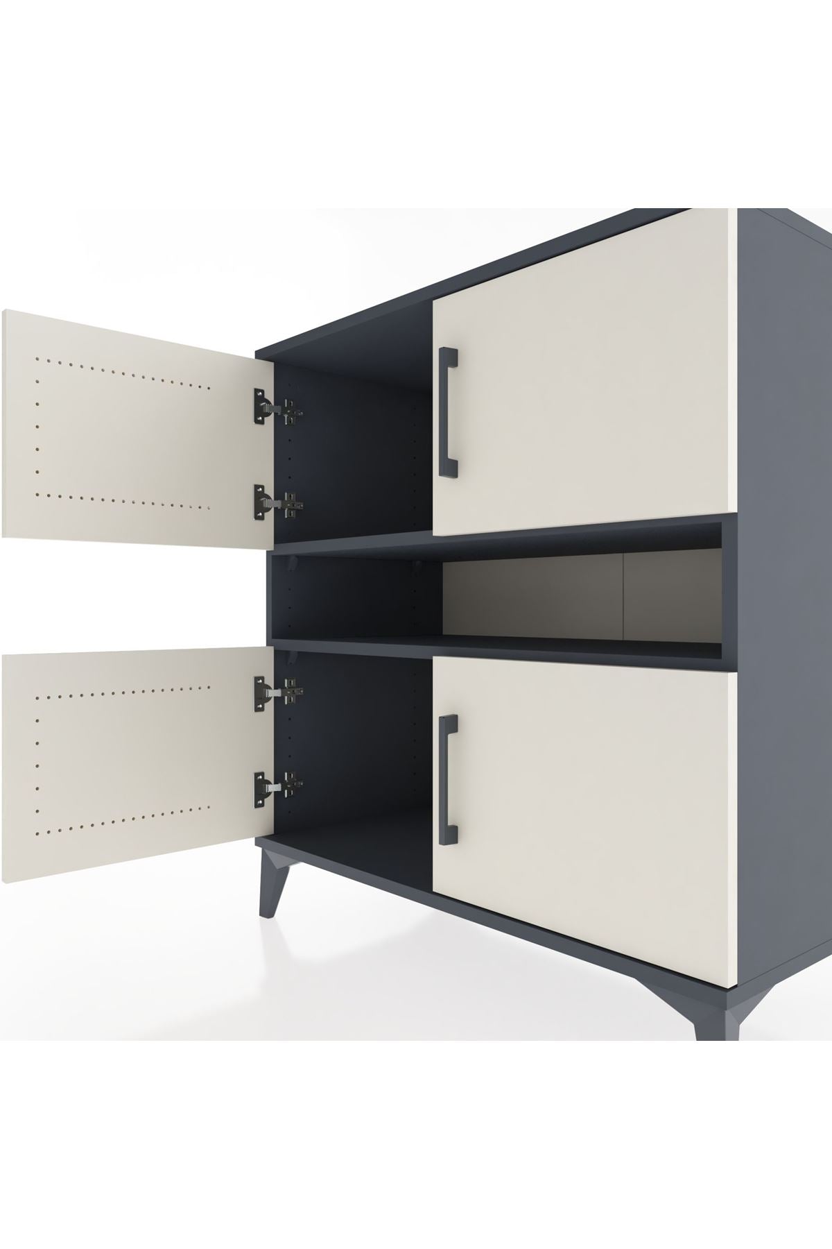 Hyperion Şifonyer 2 Raflı 4 Kapaklı 88x44x96 Antrasit-Aytaşı