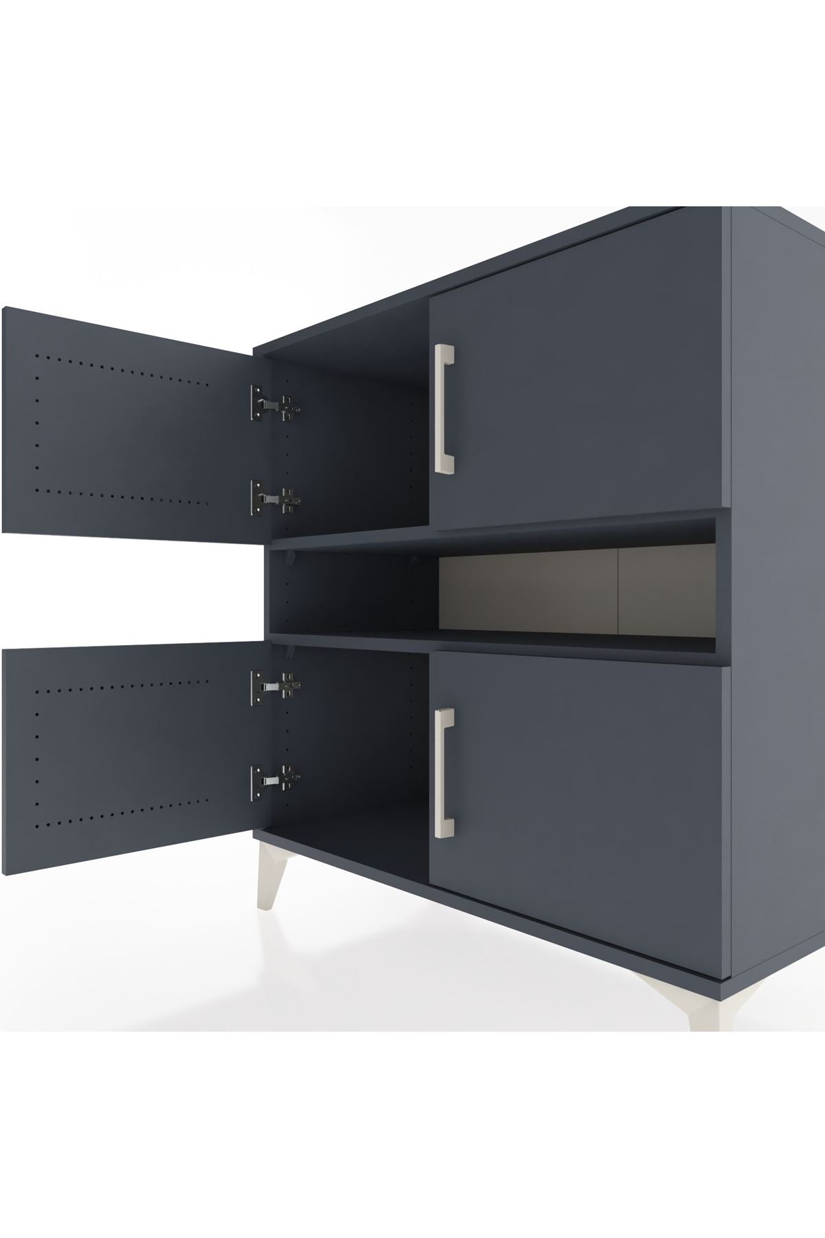 Hyperion Şifonyer 2 Raflı 4 Kapaklı 88x44x96 Antrasit-Antrasit