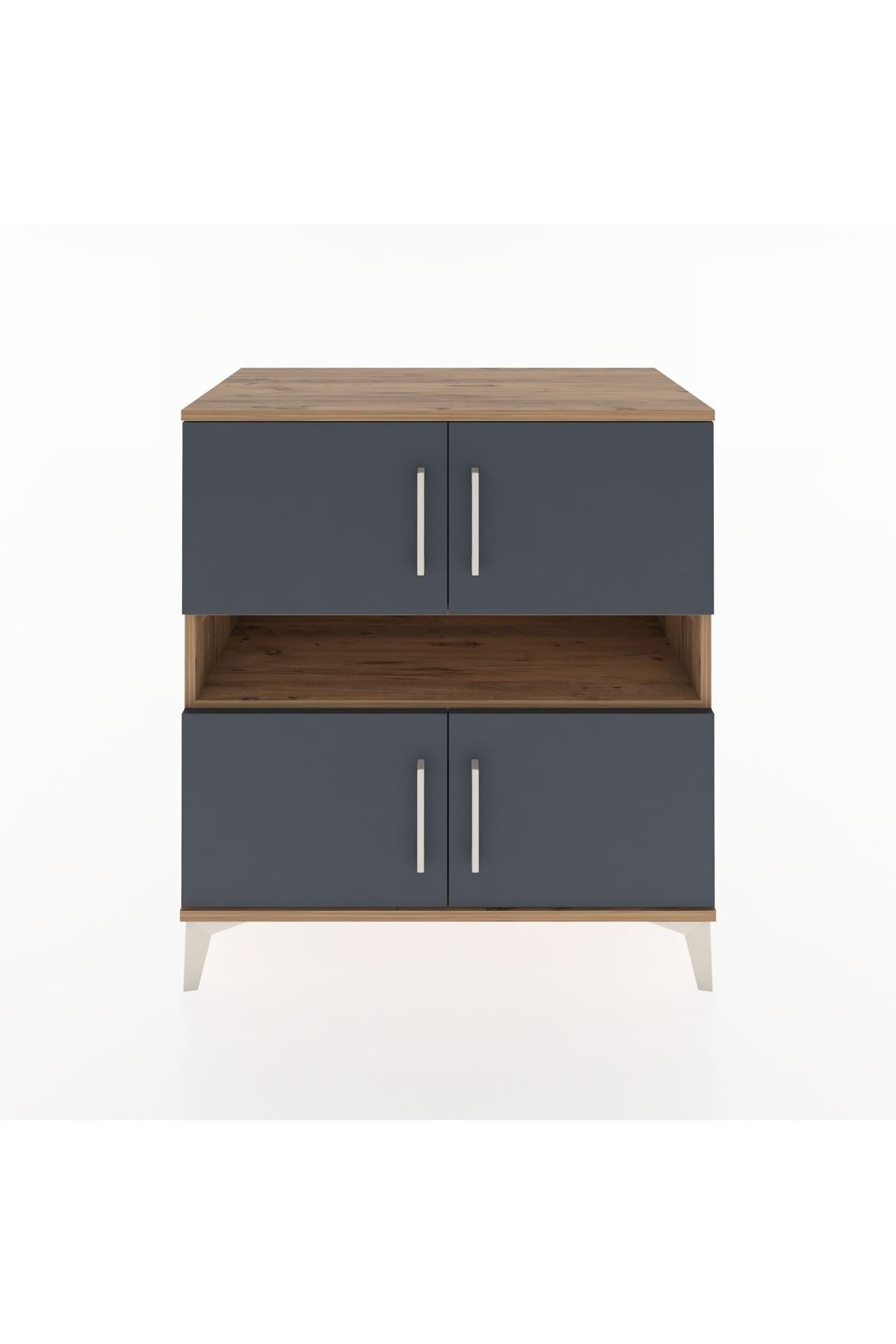 Hyperion Şifonyer 2 Raflı 4 Kapaklı 88x44x96 Çam-Antrasit