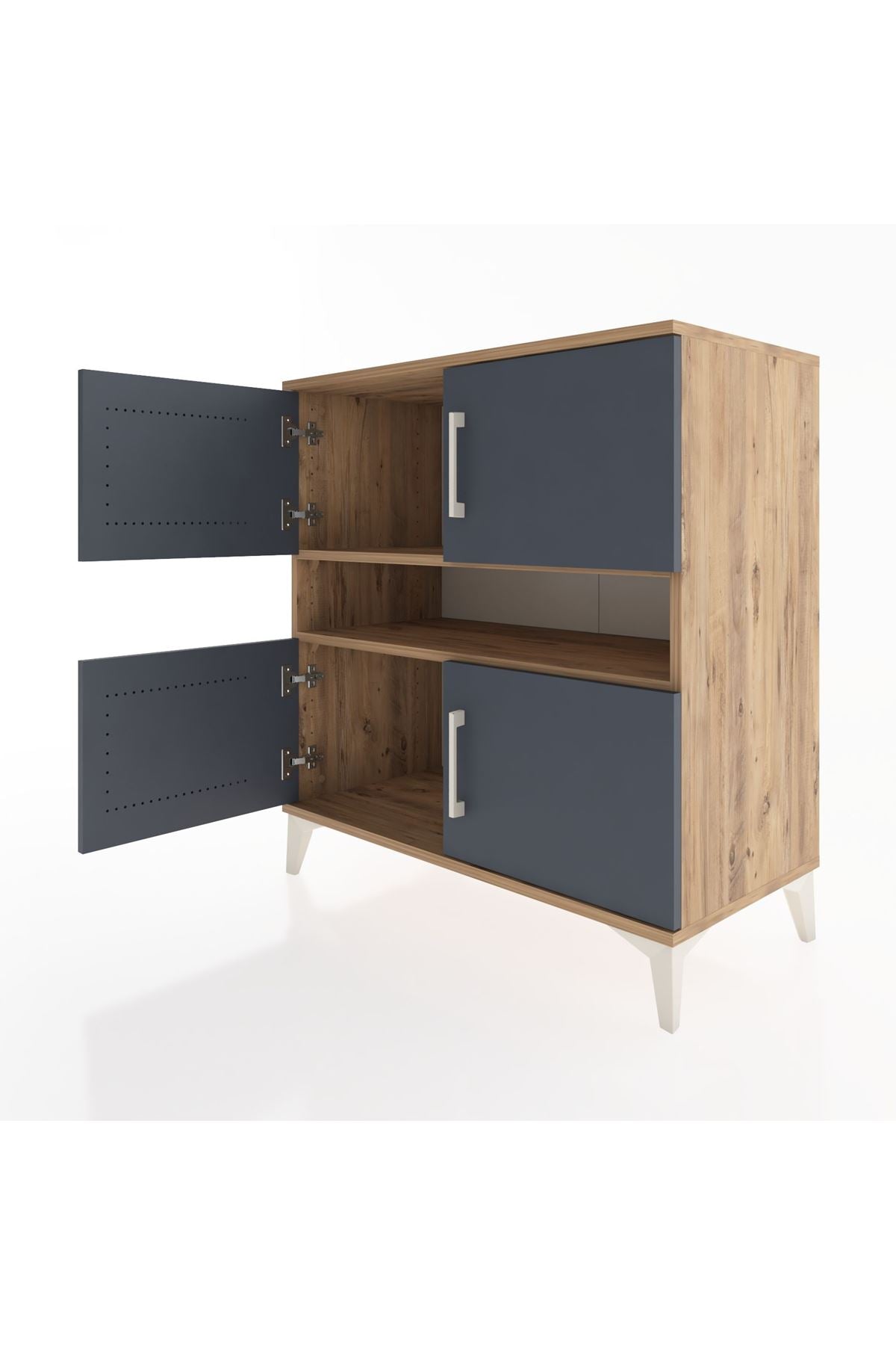 Hyperion Şifonyer 2 Raflı 4 Kapaklı 88x44x96 Çam-Antrasit