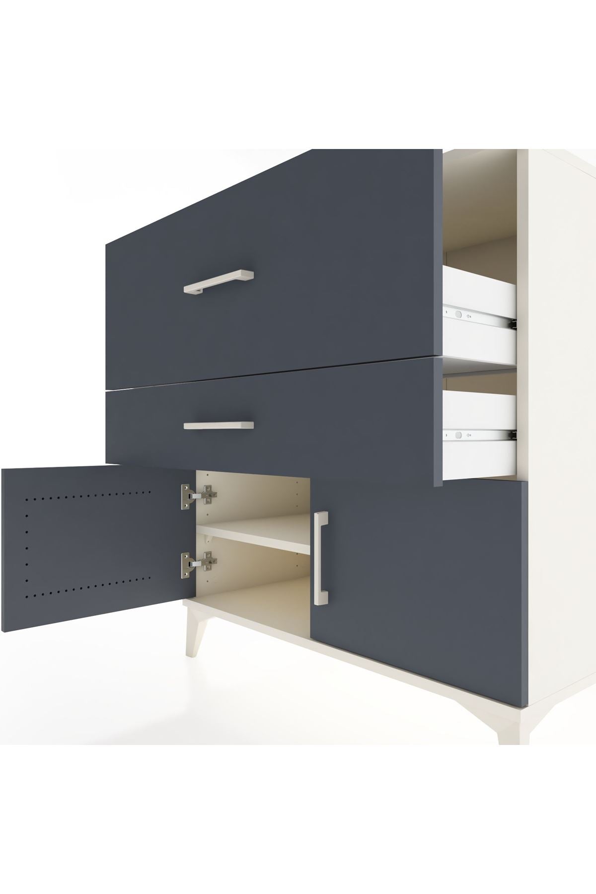 Hyperion Şifonyer Tek Raflı 2 Çekmeceli 2 Kapaklı 88x44x96 Aytaşı-Antrasit