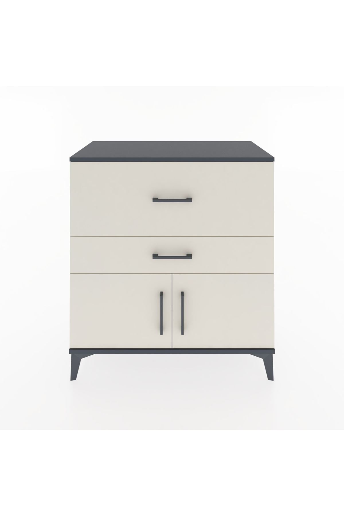 Hyperion Şifonyer Tek Raflı 2 Çekmeceli 2 Kapaklı 88x44x96 Antrasit-Aytaşı