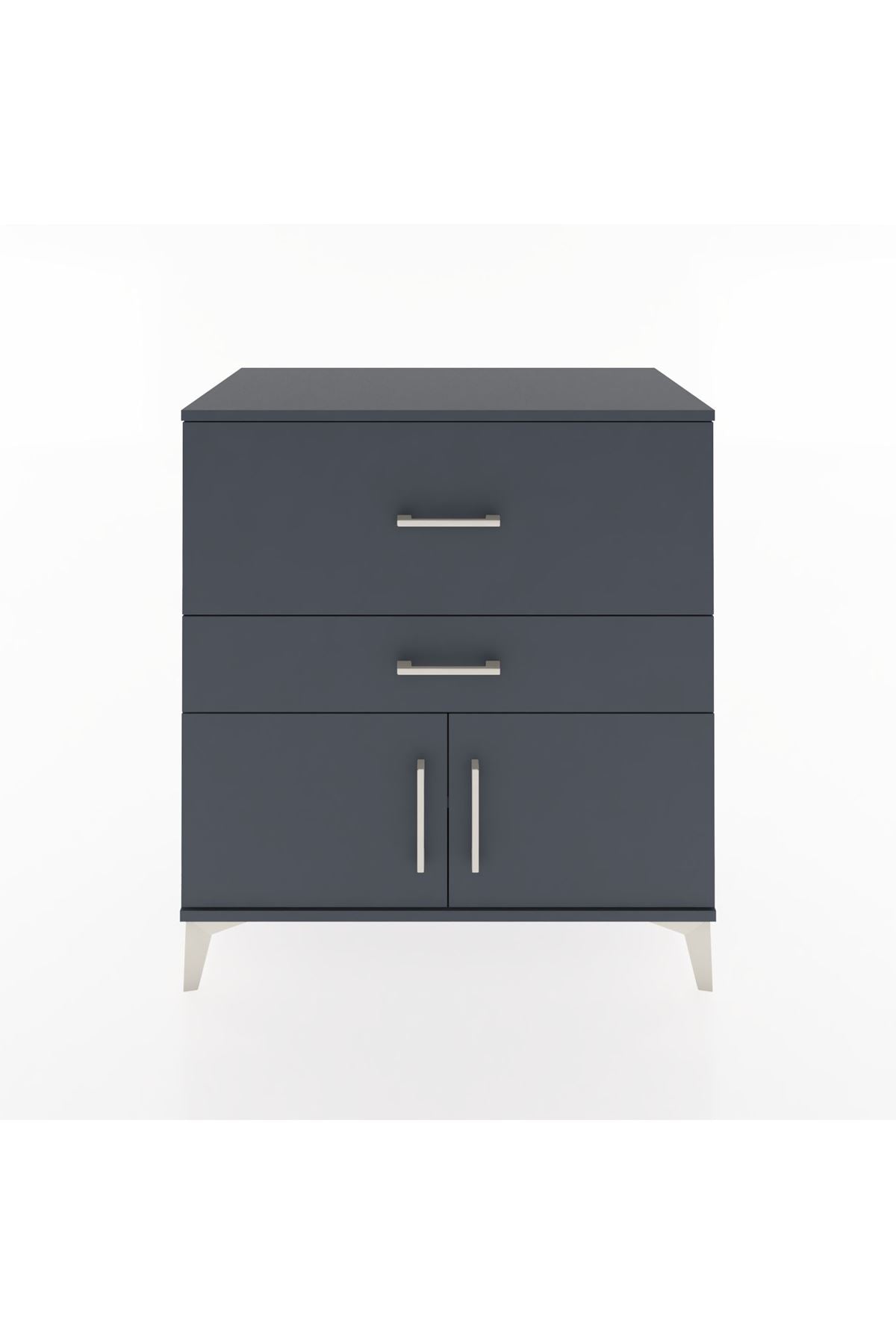 Hyperion Şifonyer Tek Raflı 2 Çekmeceli 2 Kapaklı 88x44x96 Antrasit-Antrasit