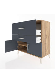 Hyperion Şifonyer Tek Raflı 2 Çekmeceli 2 Kapaklı 88x44x96 Çam-Antrasit