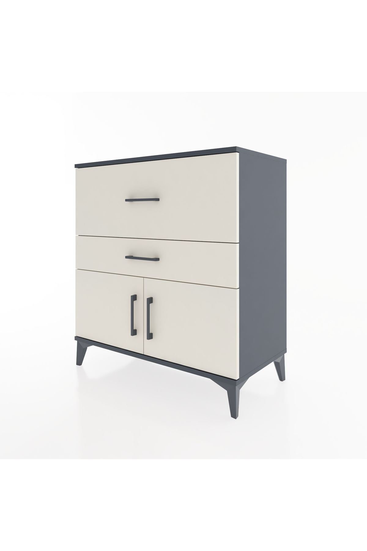 Hyperion Şifonyer 2 Çekmeceli 2 Kapaklı 88x44x96 Antrasit-Aytaşı