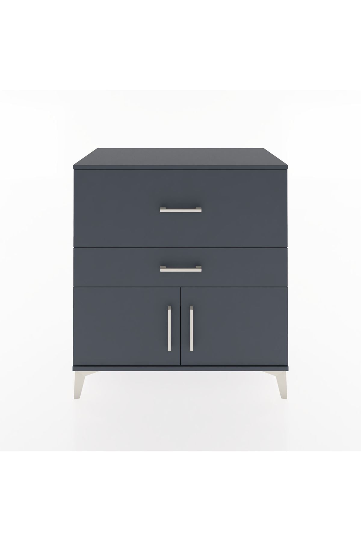 Hyperion Şifonyer 2 Çekmeceli 2 Kapaklı 88x44x96 Antrasit-Antrasit