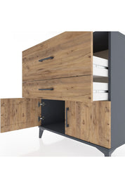 Hyperion Şifonyer 2 Çekmeceli 2 Kapaklı 88x44x96 Antrasit-Çam