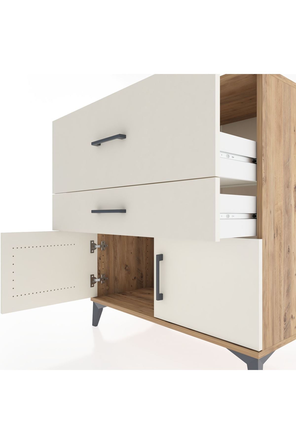 Hyperion Şifonyer 2 Çekmeceli 2 Kapaklı 88x44x96 Çam-Aytaşı