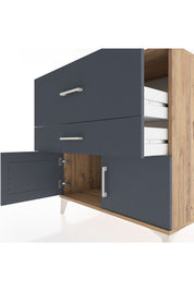 Hyperion Şifonyer 2 Çekmeceli 2 Kapaklı 88x44x96 Çam-Antrasit