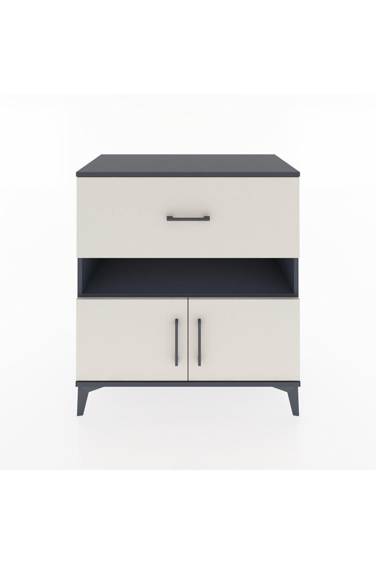 Hyperion Şifonyer 2 Raflı Tek Çekmeceli 2 Kapaklı 88x44x96 Antrasit-Aytaşı