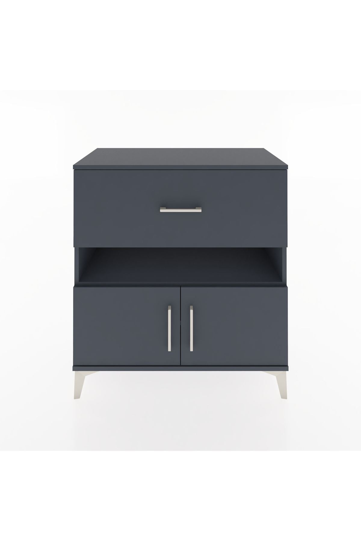 Hyperion Şifonyer 2 Raflı Tek Çekmeceli 2 Kapaklı 88x44x96 Antrasit-Antrasit