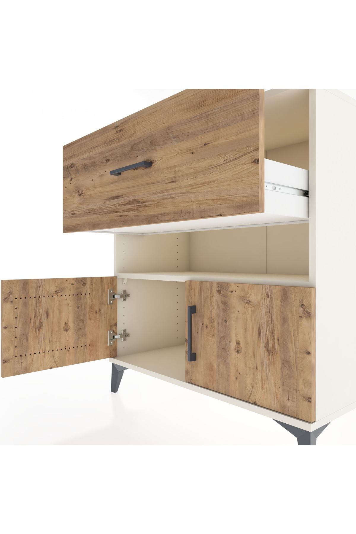 Hyperion Şifonyer Tek Raflı Tek Çekmeceli 2 Kapaklı 88x44x96 Aytaşı-Çam