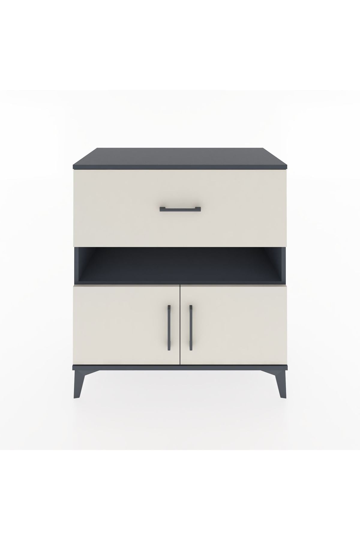 Hyperion Şifonyer Tek Raflı Tek Çekmeceli 2 Kapaklı 88x44x96 Antrasit-Aytaşı