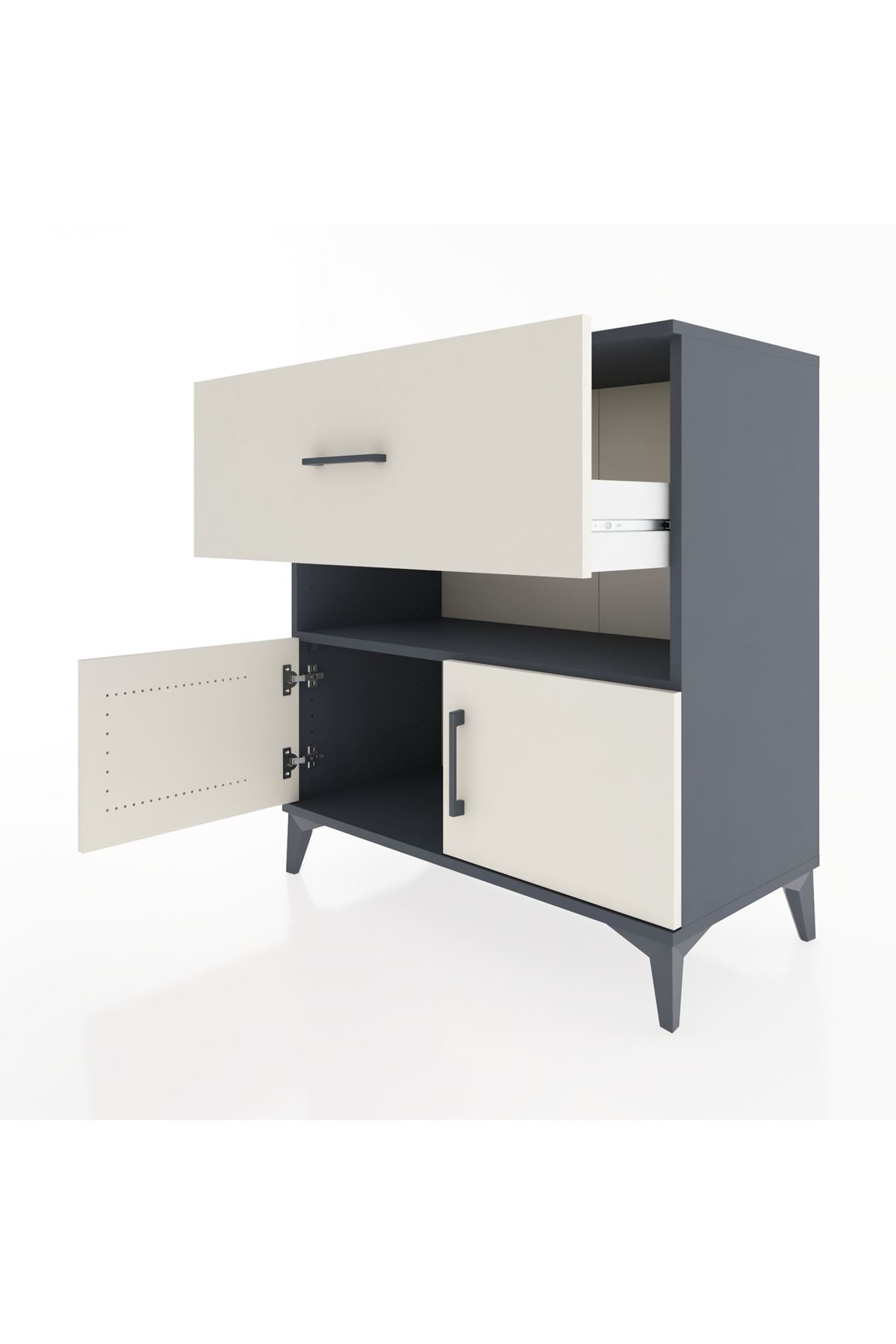 Hyperion Şifonyer Tek Raflı Tek Çekmeceli 2 Kapaklı 88x44x96 Antrasit-Aytaşı