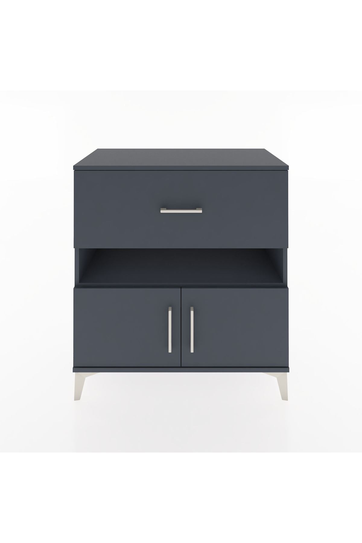 Hyperion Şifonyer Tek Raflı Tek Çekmeceli 2 Kapaklı 88x44x96 Antrasit-Antrasit