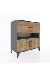 Hyperion Şifonyer Tek Raflı Tek Çekmeceli 2 Kapaklı 88x44x96 Antrasit-Çam