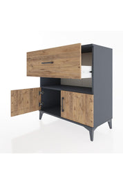 Hyperion Şifonyer Tek Raflı Tek Çekmeceli 2 Kapaklı 88x44x96 Antrasit-Çam