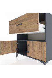 Hyperion Şifonyer Tek Raflı Tek Çekmeceli 2 Kapaklı 88x44x96 Antrasit-Çam