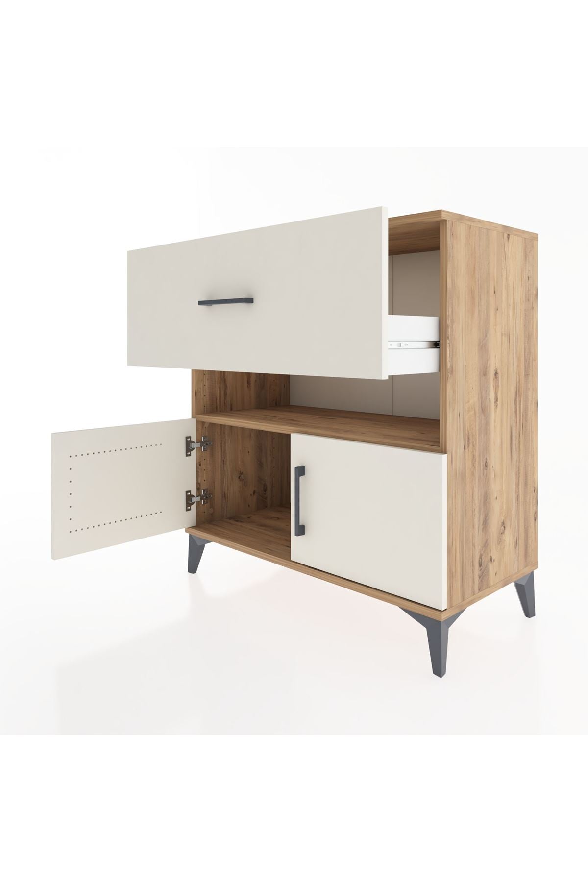 Hyperion Şifonyer Tek Raflı Tek Çekmeceli 2 Kapaklı 88x44x96 Çam-Aytaşı