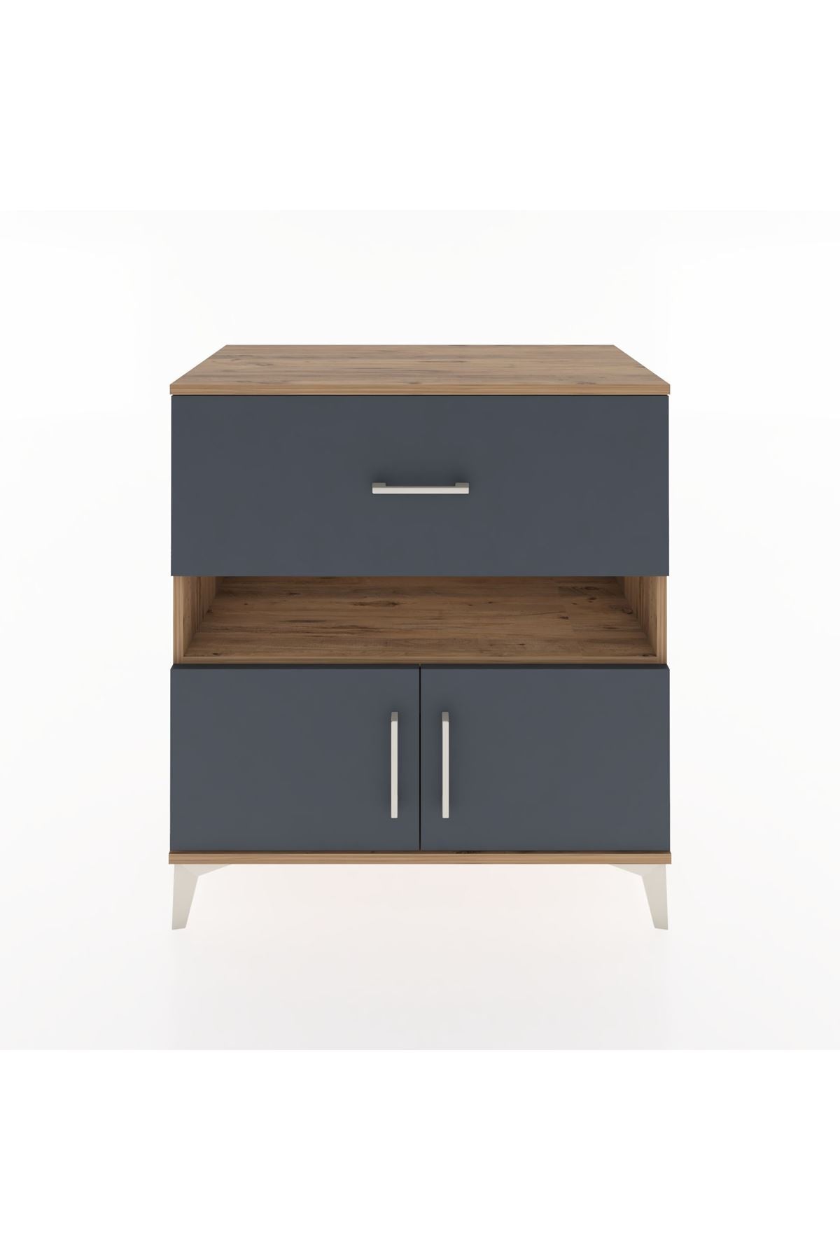 Hyperion Şifonyer Tek Raflı Tek Çekmeceli 2 Kapaklı 88x44x96 Çam-Antrasit