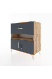 Hyperion Şifonyer Tek Raflı Tek Çekmeceli 2 Kapaklı 88x44x96 Çam-Antrasit