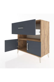 Hyperion Şifonyer Tek Raflı Tek Çekmeceli 2 Kapaklı 88x44x96 Çam-Antrasit