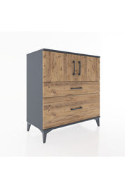 Hyperion Şifonyer 2 Raflı 2 Çekmeceli 2 Kapaklı 88x44x96 Antrasit-Çam