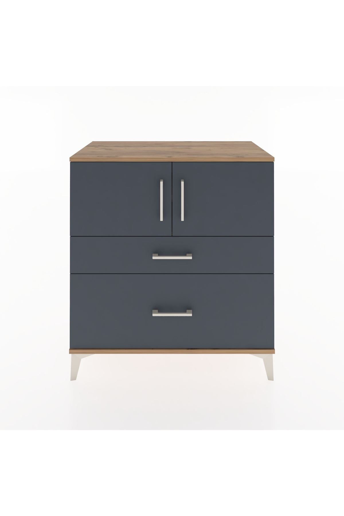 Hyperion Şifonyer 2 Raflı 2 Çekmeceli 2 Kapaklı 88x44x96 Çam-Antrasit