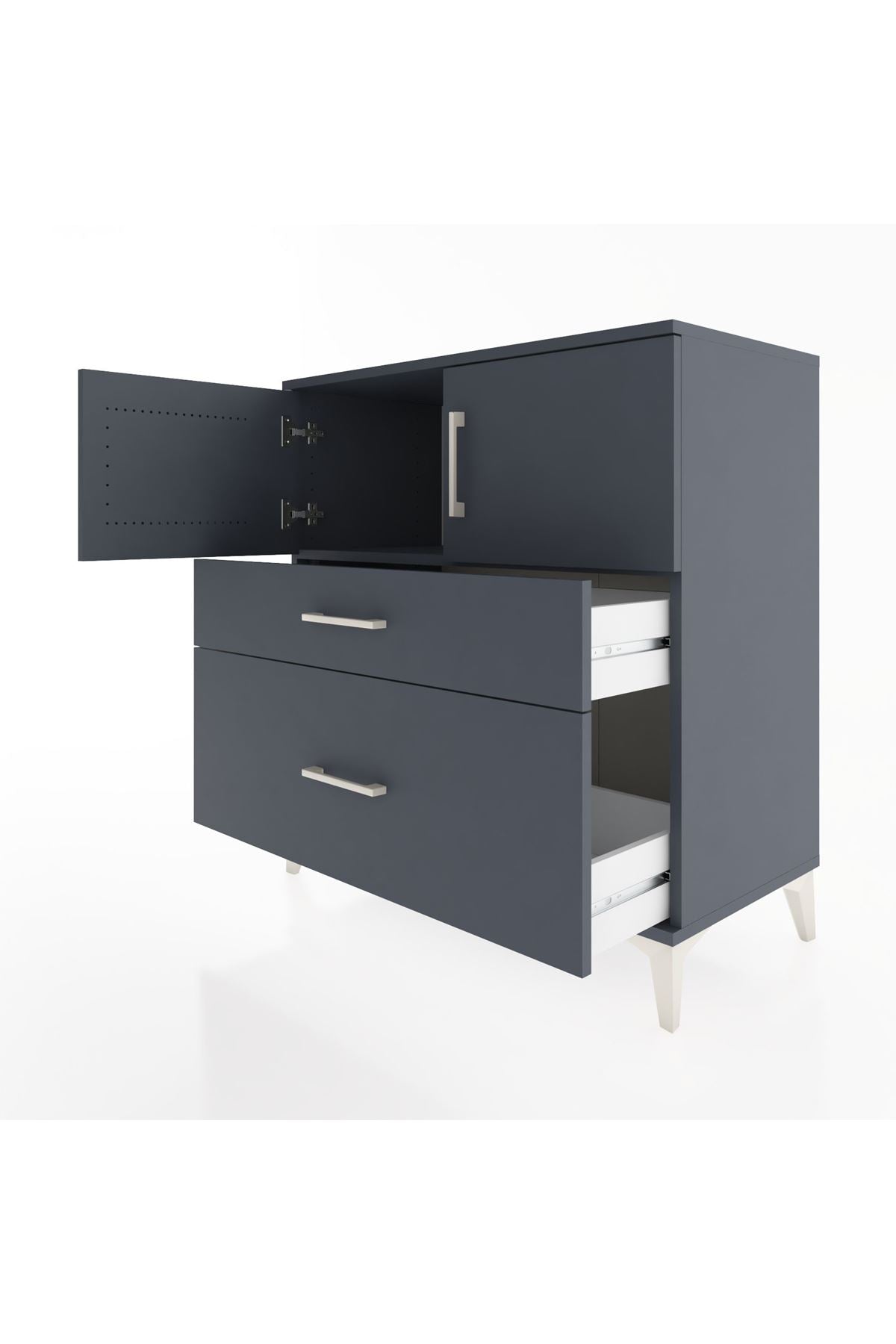 Hyperion Şifonyer Tek Raflı 2 Çekmeceli 2 Kapaklı 88x44x96 Antrasit-Antrasit