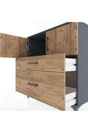 Hyperion Şifonyer Tek Raflı 2 Çekmeceli 2 Kapaklı 88x44x96 Antrasit-Çam