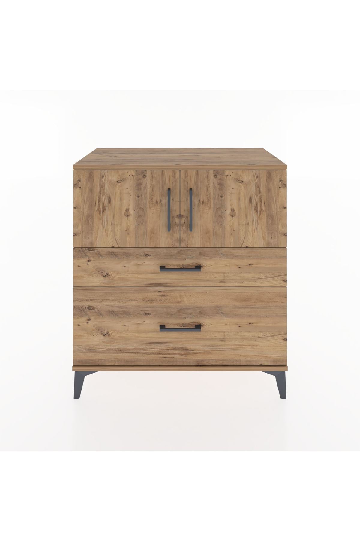 Hyperion Şifonyer Tek Raflı 2 Çekmeceli 2 Kapaklı 88x44x96 Çam-Çam