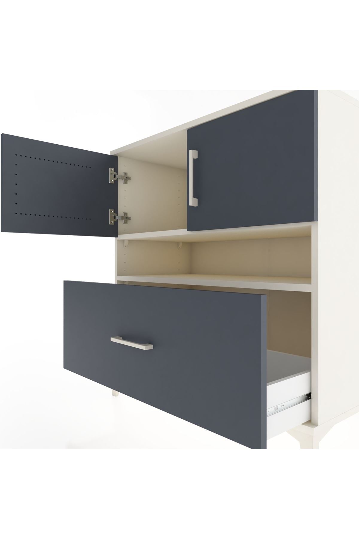 Hyperion Şifonyer 2 Raflı Tek Çekmeceli 2 Kapaklı 88x44x96 Aytaşı-Antrasit