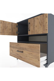 Hyperion Şifonyer 2 Raflı Tek Çekmeceli 2 Kapaklı 88x44x96 Antrasit-Çam