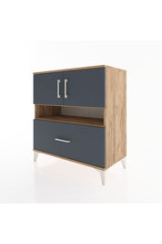 Hyperion Şifonyer 2 Raflı Tek Çekmeceli 2 Kapaklı 88x44x96 Çam-Antrasit