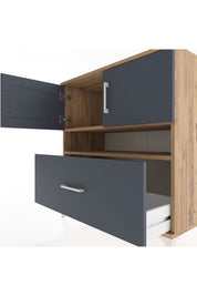 Hyperion Şifonyer 2 Raflı Tek Çekmeceli 2 Kapaklı 88x44x96 Çam-Antrasit