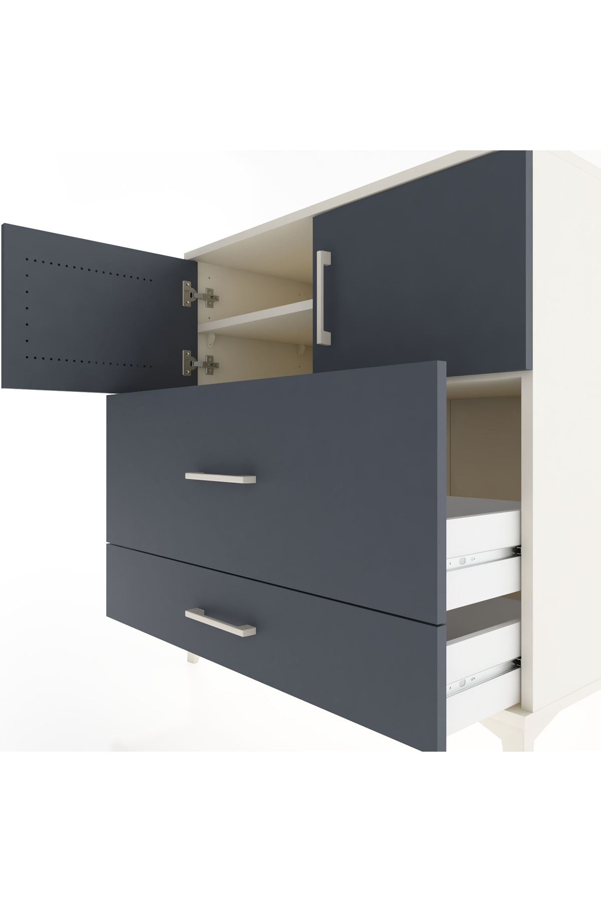 Hyperion Şifonyer 2 Raflı 2 Çekmeceli 2 Kapaklı 88x44x96 Aytaşı-Antrasit