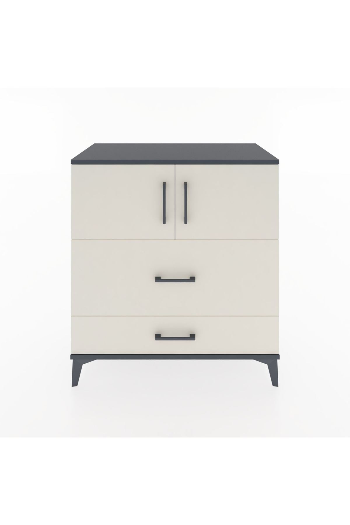 Hyperion Şifonyer Tek Raflı 2 Çekmeceli 2 Kapaklı 88x44x96 Antrasit-Aytaşı