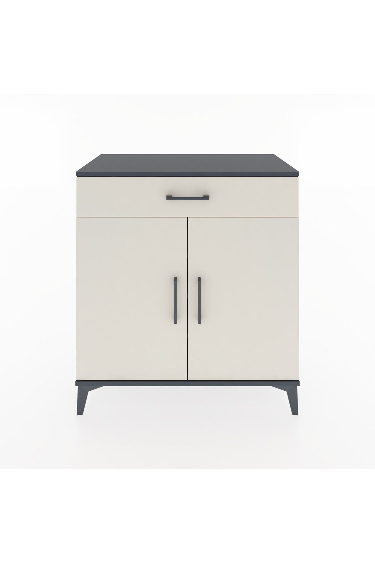 Hyperion Şifonyer 3 Raflı Tek Çekmeceli 2 Kapaklı 88x44x96 Antrasit-Aytaşı