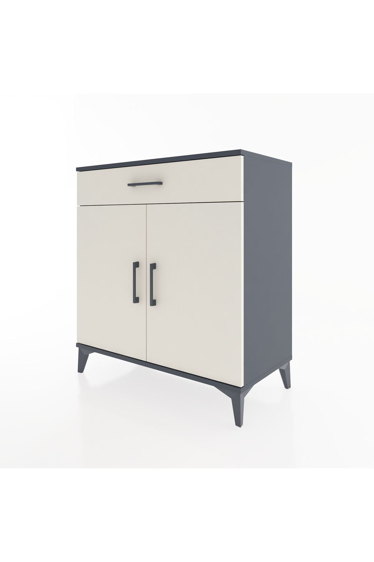 Hyperion Şifonyer 3 Raflı Tek Çekmeceli 2 Kapaklı 88x44x96 Antrasit-Aytaşı