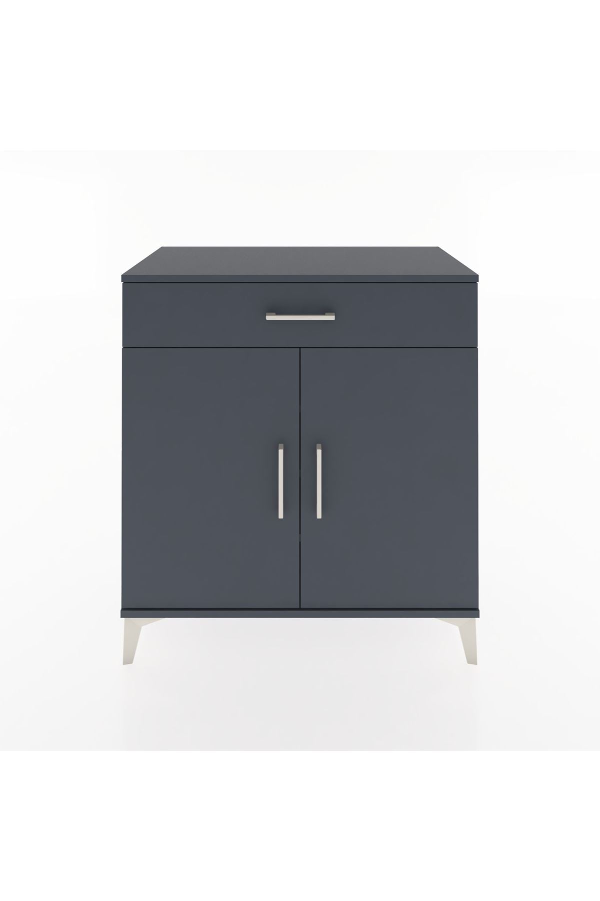 Hyperion Şifonyer 3 Raflı Tek Çekmeceli 2 Kapaklı 88x44x96 Antrasit-Antrasit