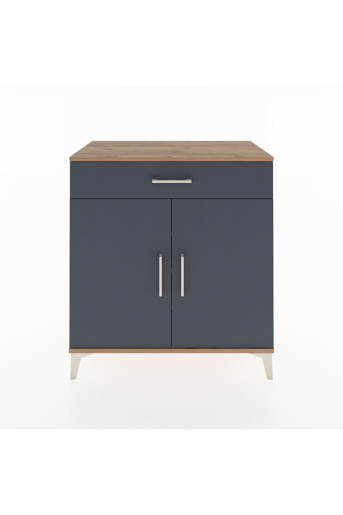 Hyperion Şifonyer 3 Raflı Tek Çekmeceli 2 Kapaklı 88x44x96 Çam-Antrasit