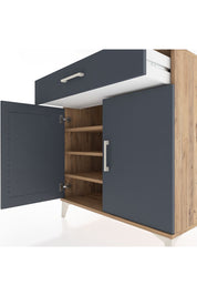 Hyperion Şifonyer 3 Raflı Tek Çekmeceli 2 Kapaklı 88x44x96 Çam-Antrasit